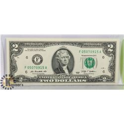2009 UNITED STATES $2 BILL  SERIAL F05070915A