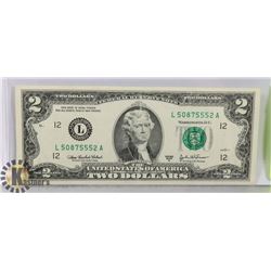 2003 UNITED STATES $2 BILL SERIAL L50875552A