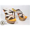 Image 1 : ORANGE WITH SILVER TRIM STILETTOS, SIZE - 6