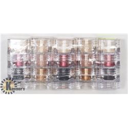 FIVE STACKS OF 3 ASSORTED MICABELLA SHIMMER