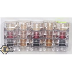 FIVE STACKS OF 3 ASSORTED MICABELLA SHIMMER