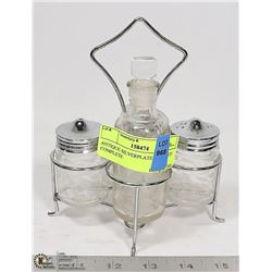 ANTIQUE SILVER-PLATE CRUET SET/ COMPLETE