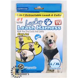 NEW LUCKY LEASH 2 IN 1 RETRACTABLE LEASH/ HARNESS