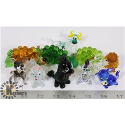 12 X GLASS COLORED CRYSTAL & BLOWN FIGURES