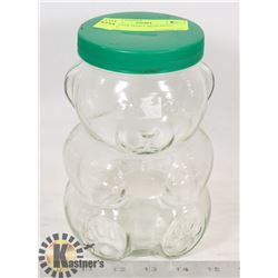 GLASS JAR TEDDY BEAR PIGGY BANK