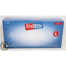 BOX OF 100 NEW  SZ L DISTECH VINYL MEDICAL EXAM