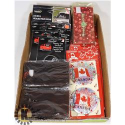 FLAT OF NEW MERCHANDISE INCLUDES CAR DECALS,