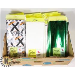 LOT OF GIFT WRAP TISSUE & METALLIC PAPER WRAP