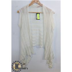 JIA NAN WHITE CROCHETED SLEEVELESS SHRUG