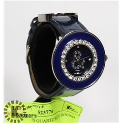 NEW LADIES QUARTZ BLUE ROUND FACE