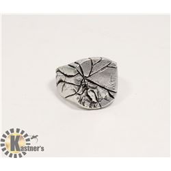 COOL RETRO STAINLESS STEEL CRACKED BARK MEN RING