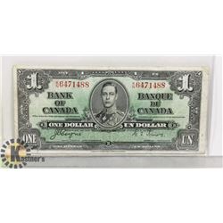 1937 CANADIAN ONE DOLLAR BILL