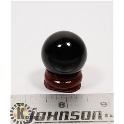 #103-BLACK OBSIDIAN SPHERE BALL 30.0mm + STAND