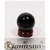 Image 1 : #103-BLACK OBSIDIAN SPHERE BALL 30.0mm + STAND