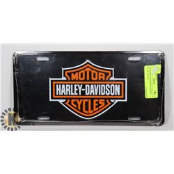 TIN HARLEY DAVIDSON LICENSE PLATE - BLACK
