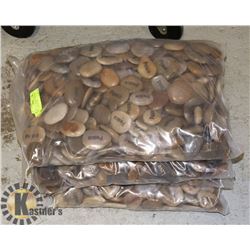 4 BAGS OF ASSORTED ENGRAVED POLISHED STONES.