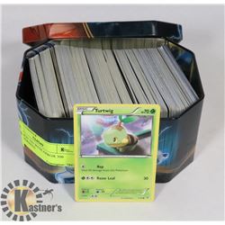 POKEMON TIN WITH APROX 300 CARDS(MIXED)