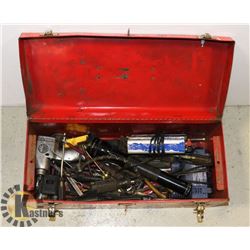 RED TOOL BOX WITH TOOLS