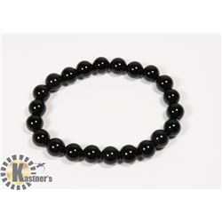 #233-RAINBOW BLACK OBSIDIAN BRACELET 8mm/ 7.5"