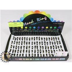 DISPLAY OF 100 MOOD RINGS WITH DOLPHINS, ASSORTED
