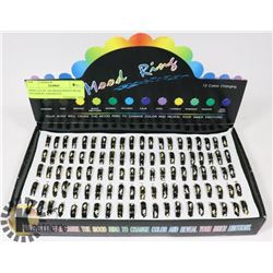 DISPLAY OF 100 MOOD RINGS WITH DOLPHINS, ASSORTED
