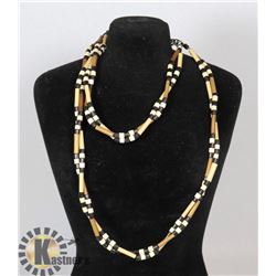 WOODEN BEAD NECKLACE AND BRACELET SET