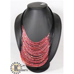 MULTI LAYERED RED BEAD NECKLACE