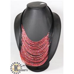 MULTI LAYERED RED BEAD NECKLACE