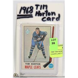 1968 TIM HORTON HOCKEY CARD LEAFS LAST CUP