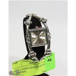 NEW LADIES GENEVA SILVER TONE DESIGNER FASHION
