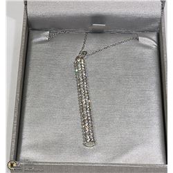 .925 STAMPED SILVER CHAIN W/ 2.5"-LONG CZ