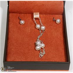 .925 STAMPED SILVER PEARL EARRING &
