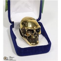 NEW MENS GOLD-TONE SKULL HEAD RING -