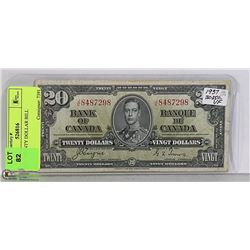 1937 CANADIAN TWENTY DOLLAR BILL