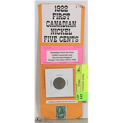 1922 1ST CANADIAN NICKEL