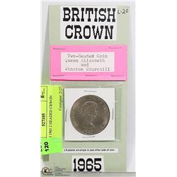 BRITISH 1965 2 HEADED CROWN COIN