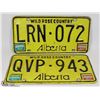 Image 1 : PAIR OF ALBERTA WILD ROSE COLLECTOR LICENSE PLATES