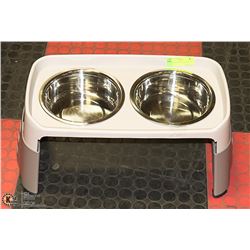 ADJUSTABLE HEIGHT RAISED DOG DISH