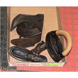 LOT OF CAST IRON ITEMS.