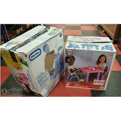 CHILDRENS SHOPPING CART AND TEA SET IN BOX