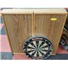Image 1 : 2 DARTBOARDS AND WOODEN WALL CASE.