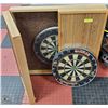 Image 2 : 2 DARTBOARDS AND WOODEN WALL CASE.