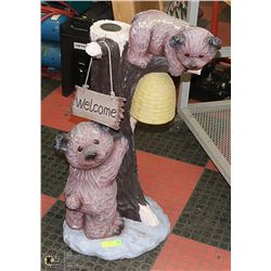 BEARS ON A TREE OUTSIDE STATUE. 32" TALL