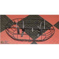 2 BLACK METAL FLOWER BASKET HOLDERS WITH