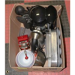 LARGE BOX W/HOUSEHOLD ITEMS INCL.