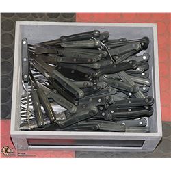LARGE BOX STEAK KNIVES AND FORKS