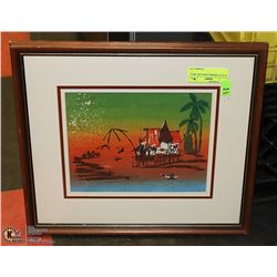 14" X 16" FRAMED ASIAN ART PRINT