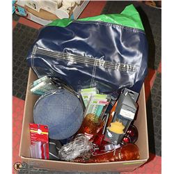 BOX OF NEW HOME DECOR AND STORE MERCHANDISE