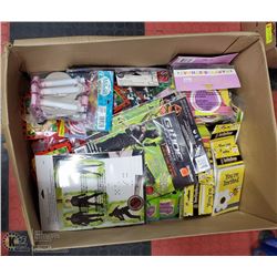 LARGE BOX OF NEW PARTY SUPPLIES AND MORE