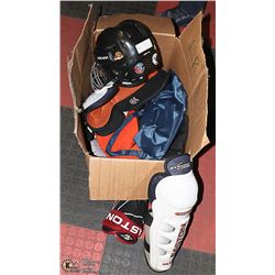 HOCKEY GEAR, GLOVES, PADS, HELMET, ETC.
